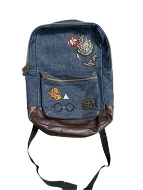 Loungefly x Harry Potter Denim Backpack with Faux Leather Trim